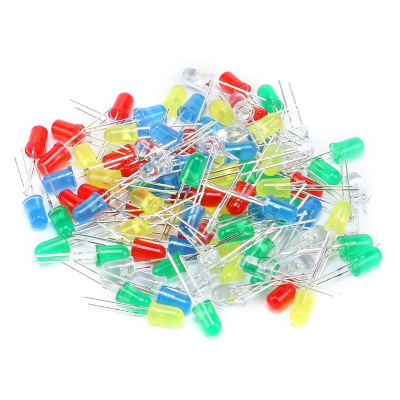 100 x Leuchtdiode LED 5mm - sortiert weiss-  rot- gelb- blau- grn