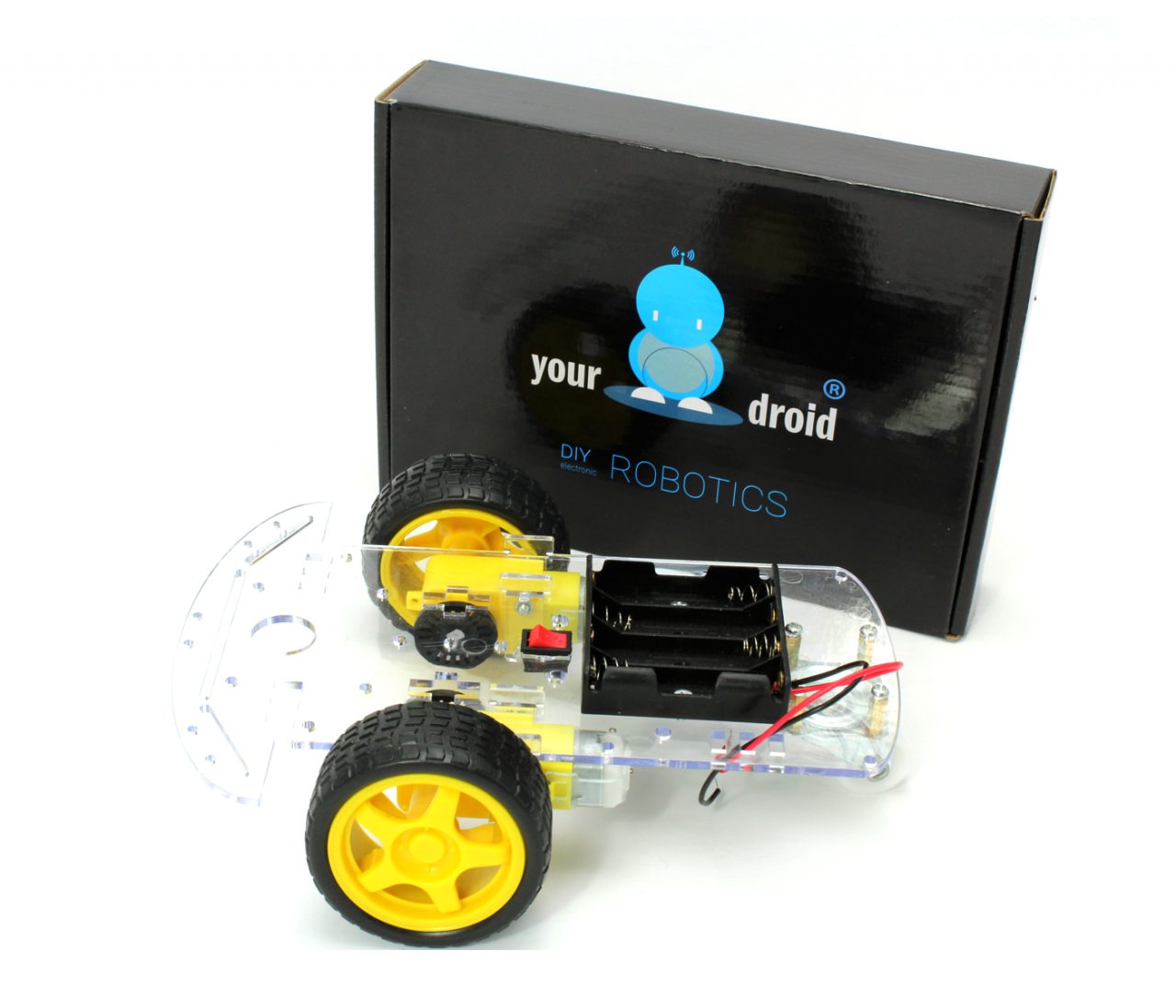 2WD Smart Car Chassis für DIY Roboter - mit Getriebemotor und Batteriebox