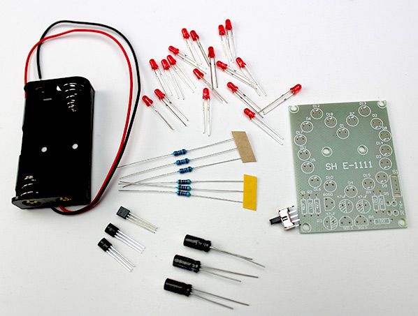 Bausatz: LED Herz 3mm LEDs mit Batteriehalter unter RoboMall