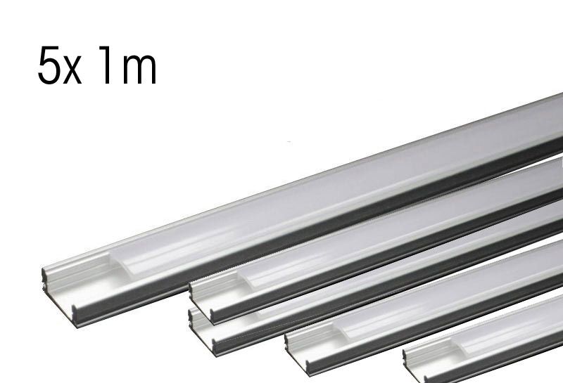 LED Aluminium-PROFIL Slim Line 8mm mit Abdeckung- 5x1m unter RoboMall